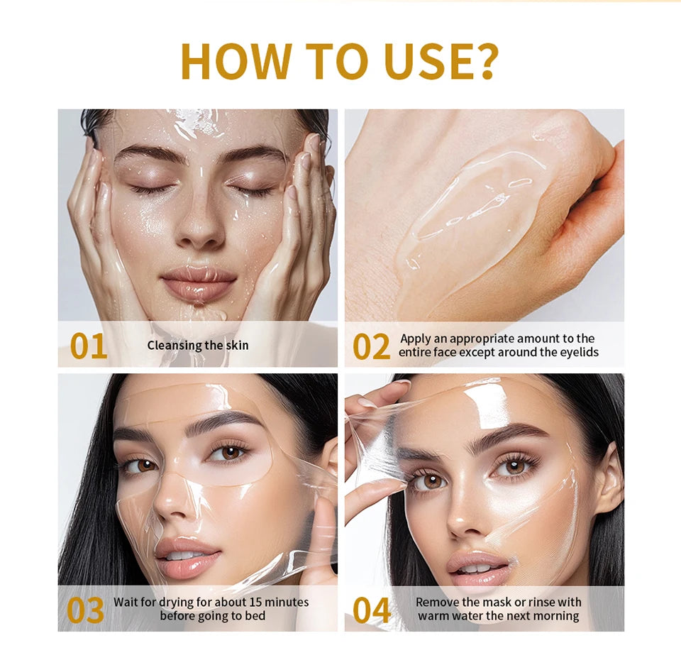 Crème Gelée Collagène Hydrolysé - Masque Nuit Hydratant Raffermissant Peel-Off