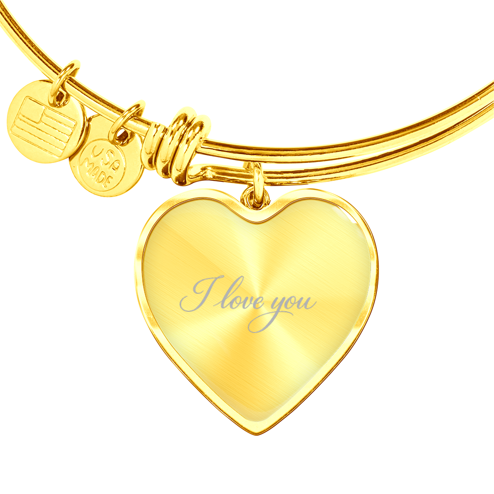 Bracelet Cœur « I Love You » Personnalisé – Extensible & Gravure au Choix