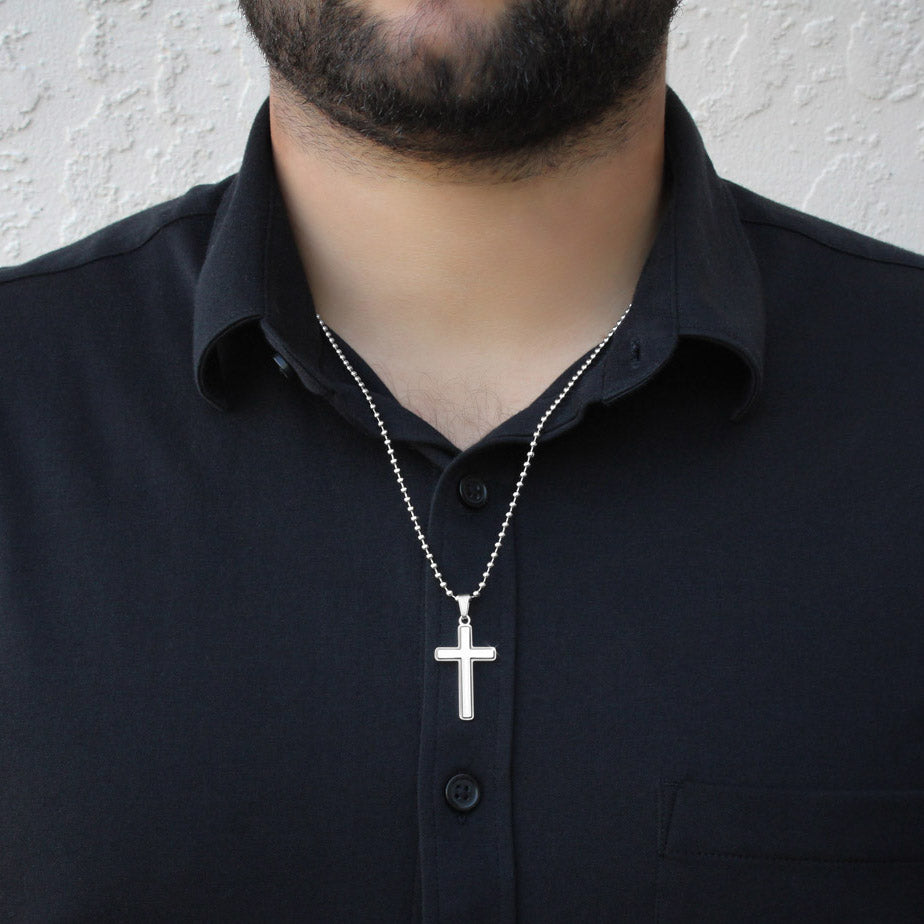 Collier Croix Artisanal en Acier Inoxydable