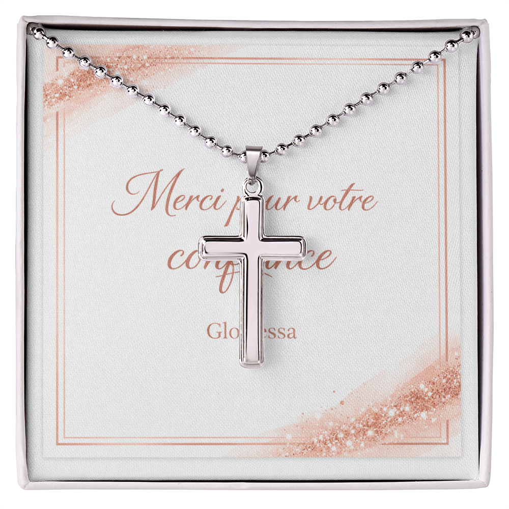 Collier Croix Artisanal en Acier Inoxydable