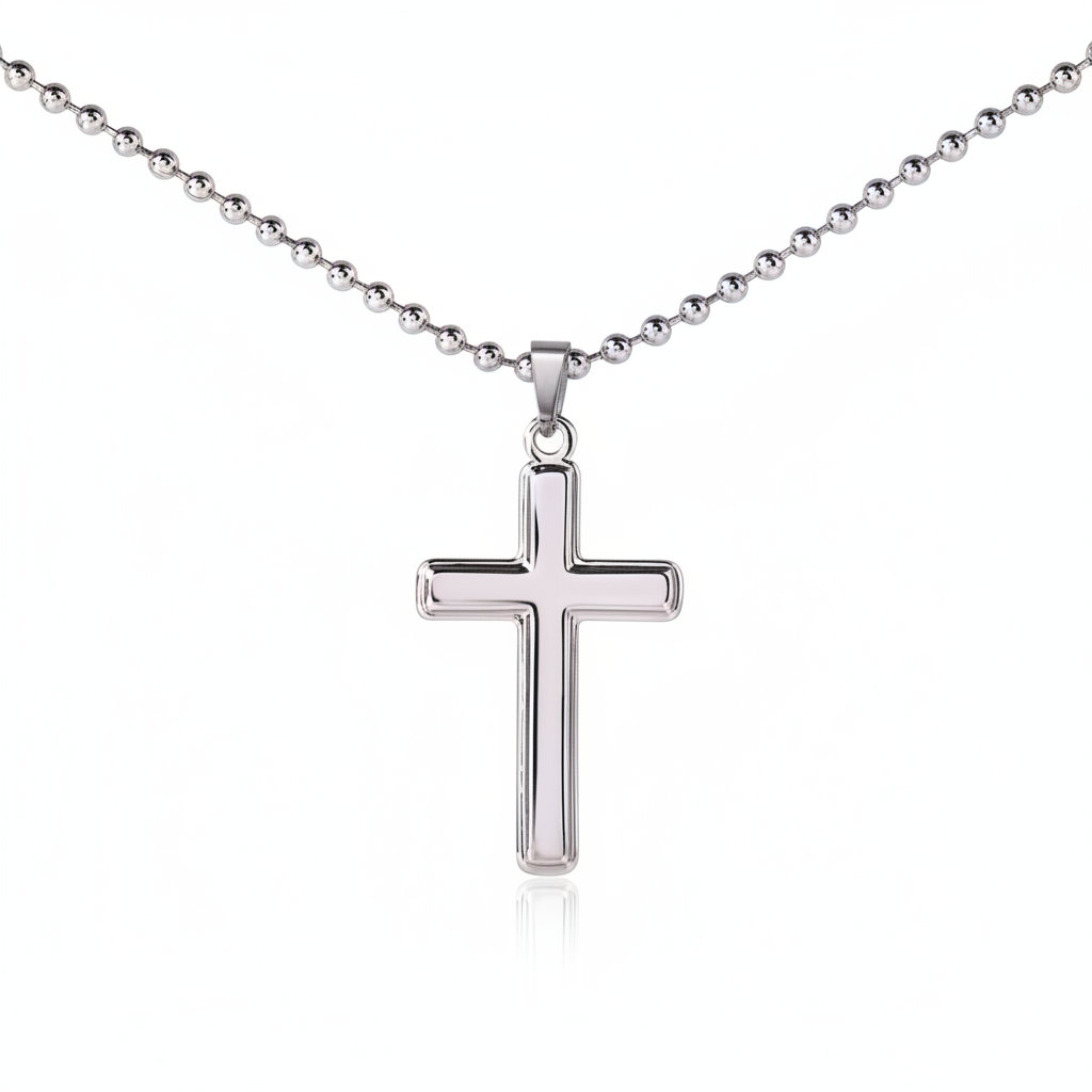 Pendentif Croix Artisanal en Acier Inoxydable