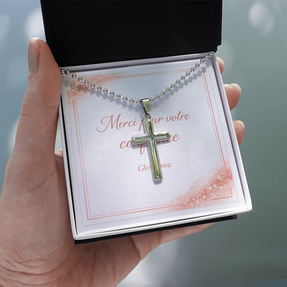 Collier Croix Artisanal en Acier Inoxydable