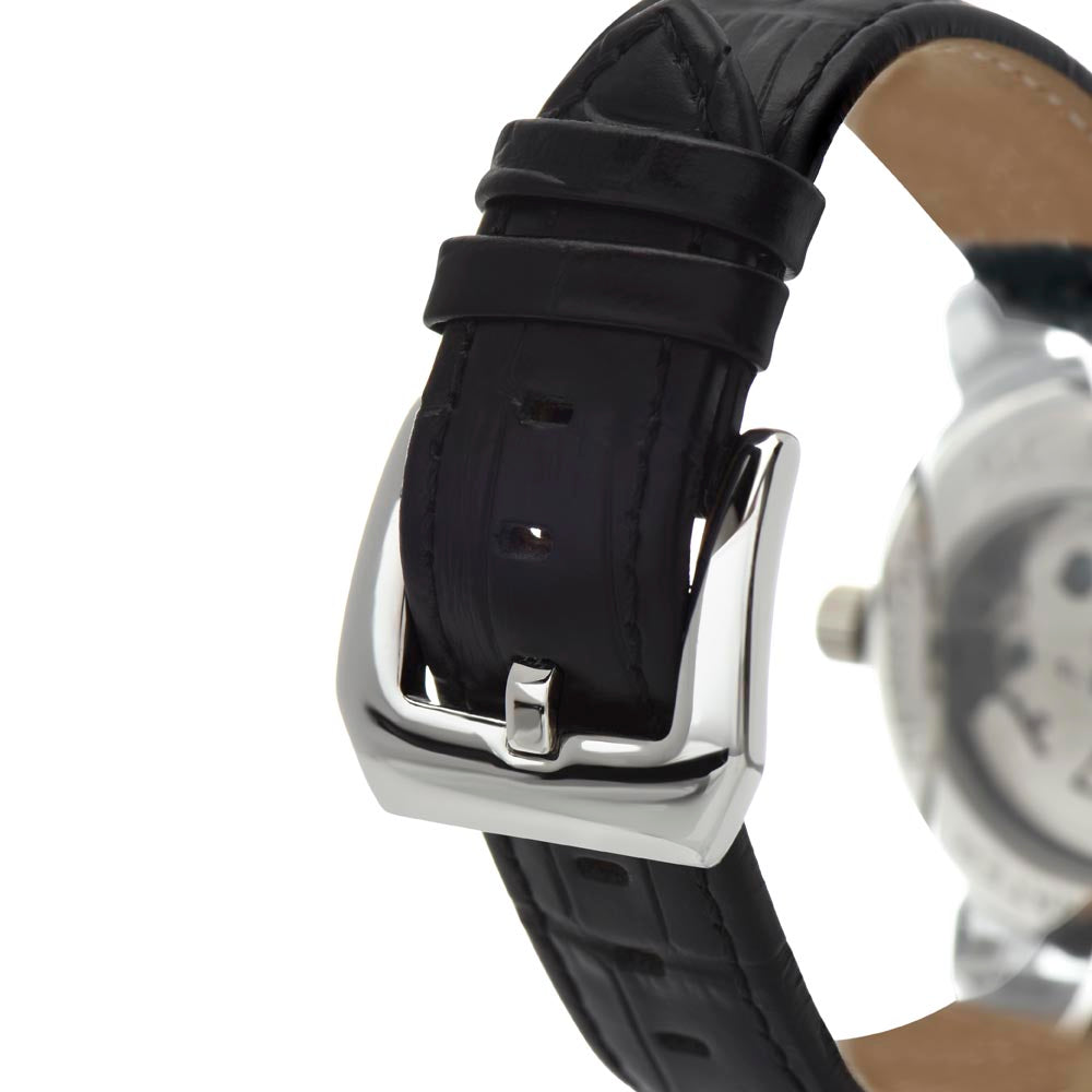 Montre Squelette Automatique Homme Bracelet Cuir & Verre Minéral