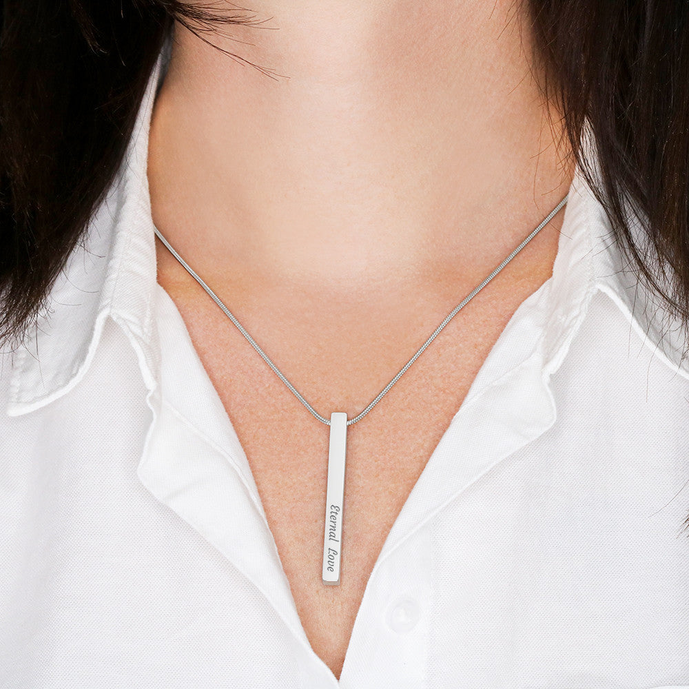 Collier Bâton Gravé à 4 Faces Personnalisé Noms & Dates