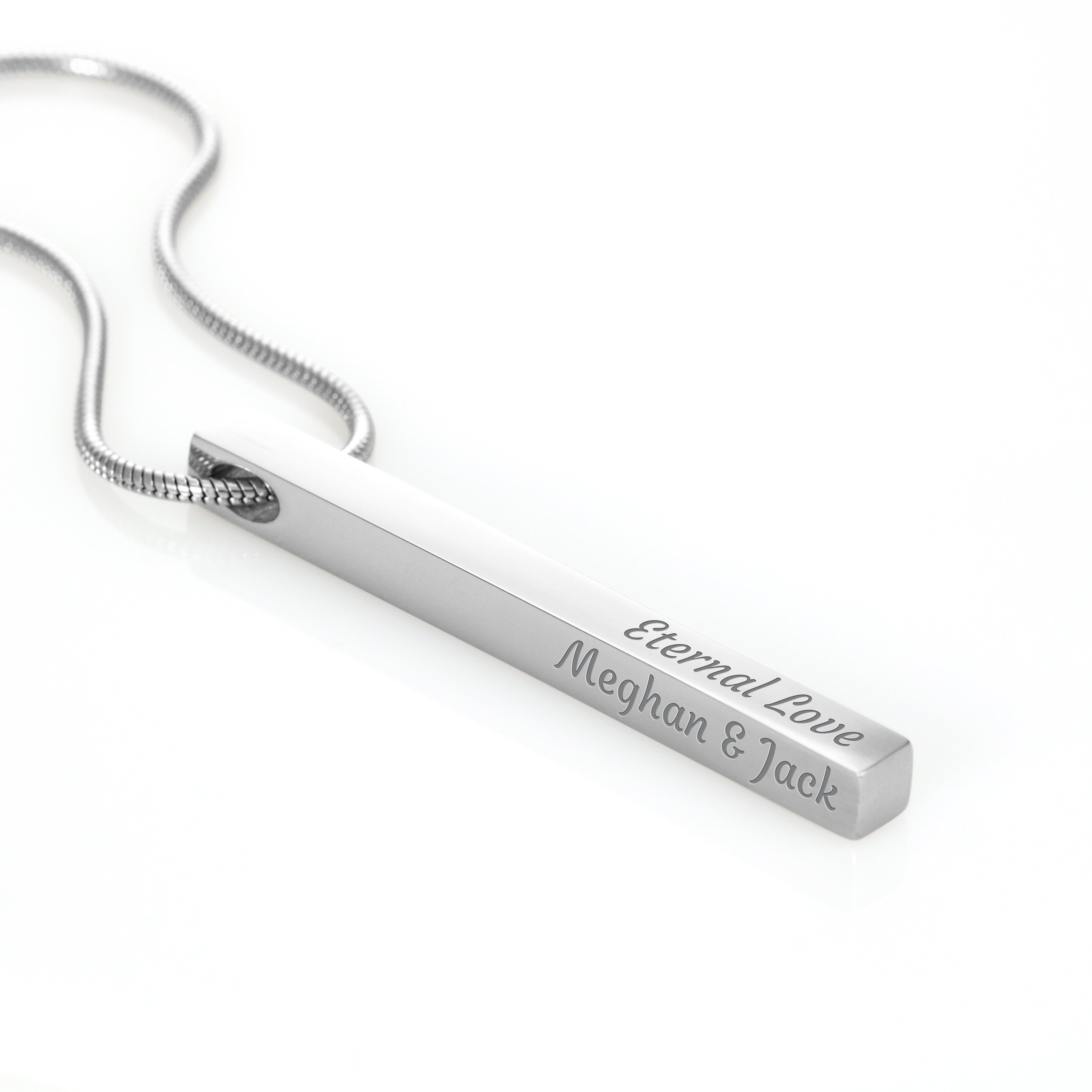 Collier Bâton Gravé à 4 Faces Personnalisé Noms & Dates