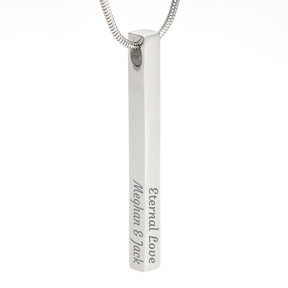 Collier Bâton Gravé à 4 Faces Personnalisé Noms & Dates