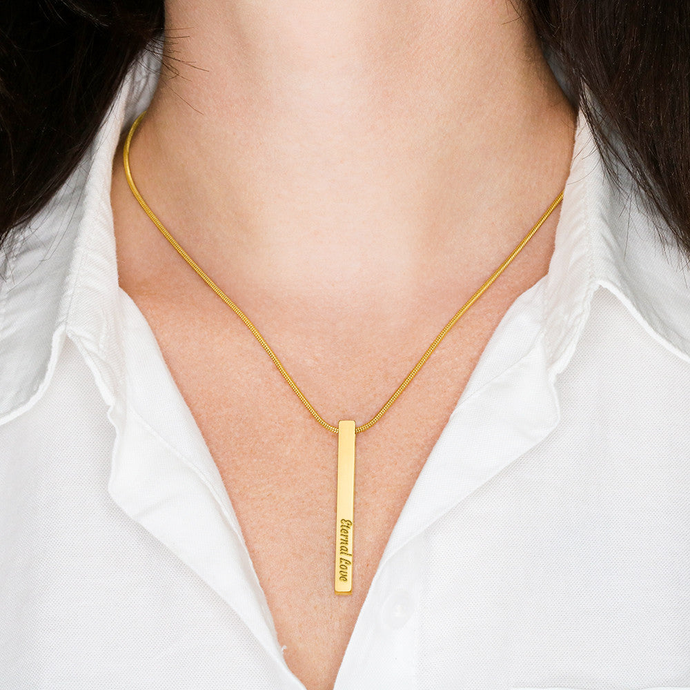 Collier Bâton Gravé à 4 Faces Personnalisé Noms & Dates