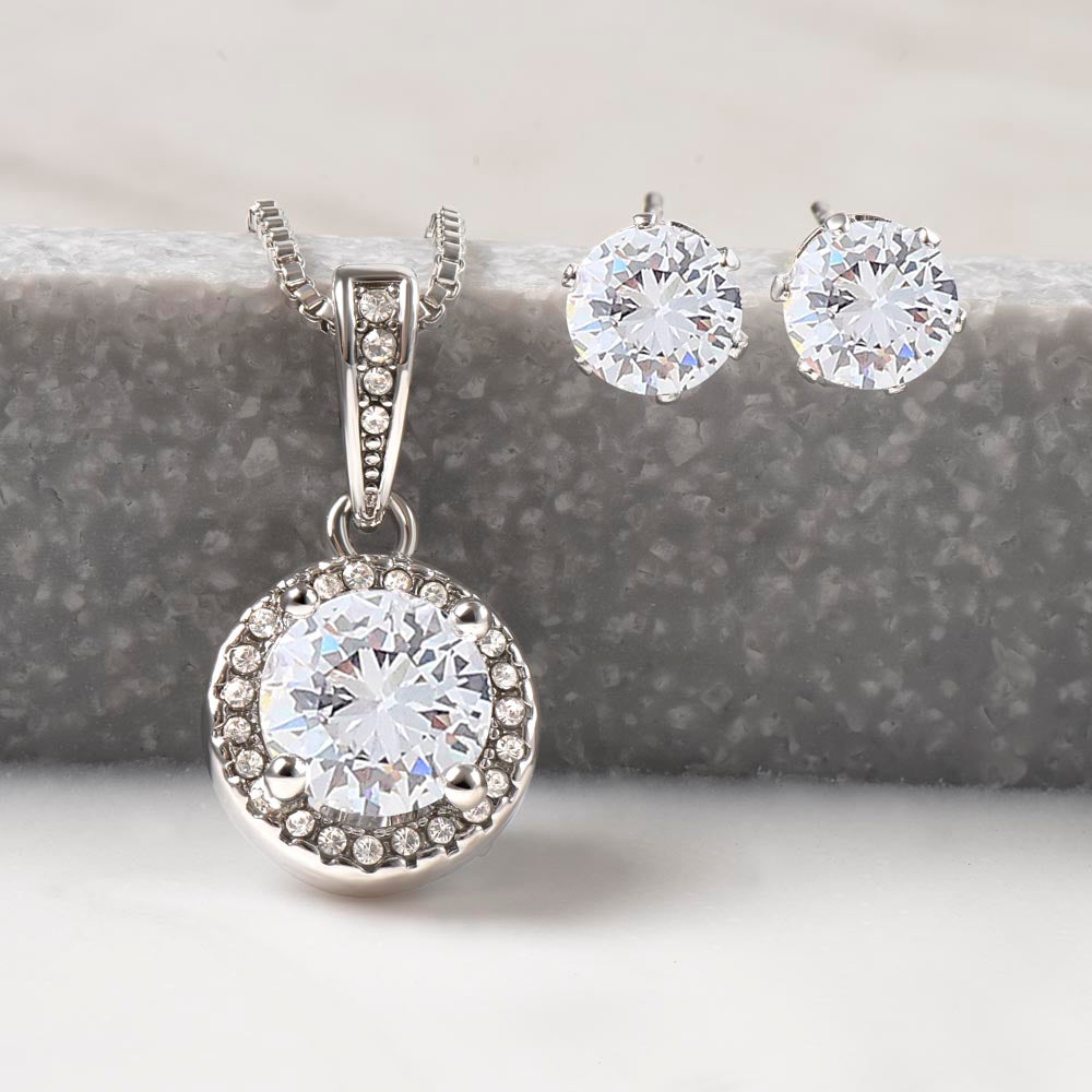Parure Collier & Boucles d'Oreilles « Eternal Hope » – Zircone & Or Blanc 14k