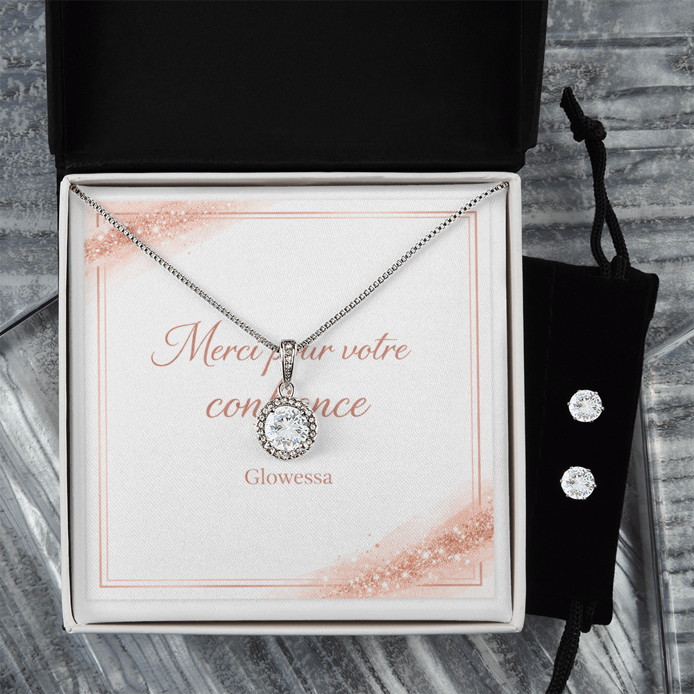 Parure Collier & Boucles d'Oreilles « Eternal Hope » – Zircone & Or Blanc 14k