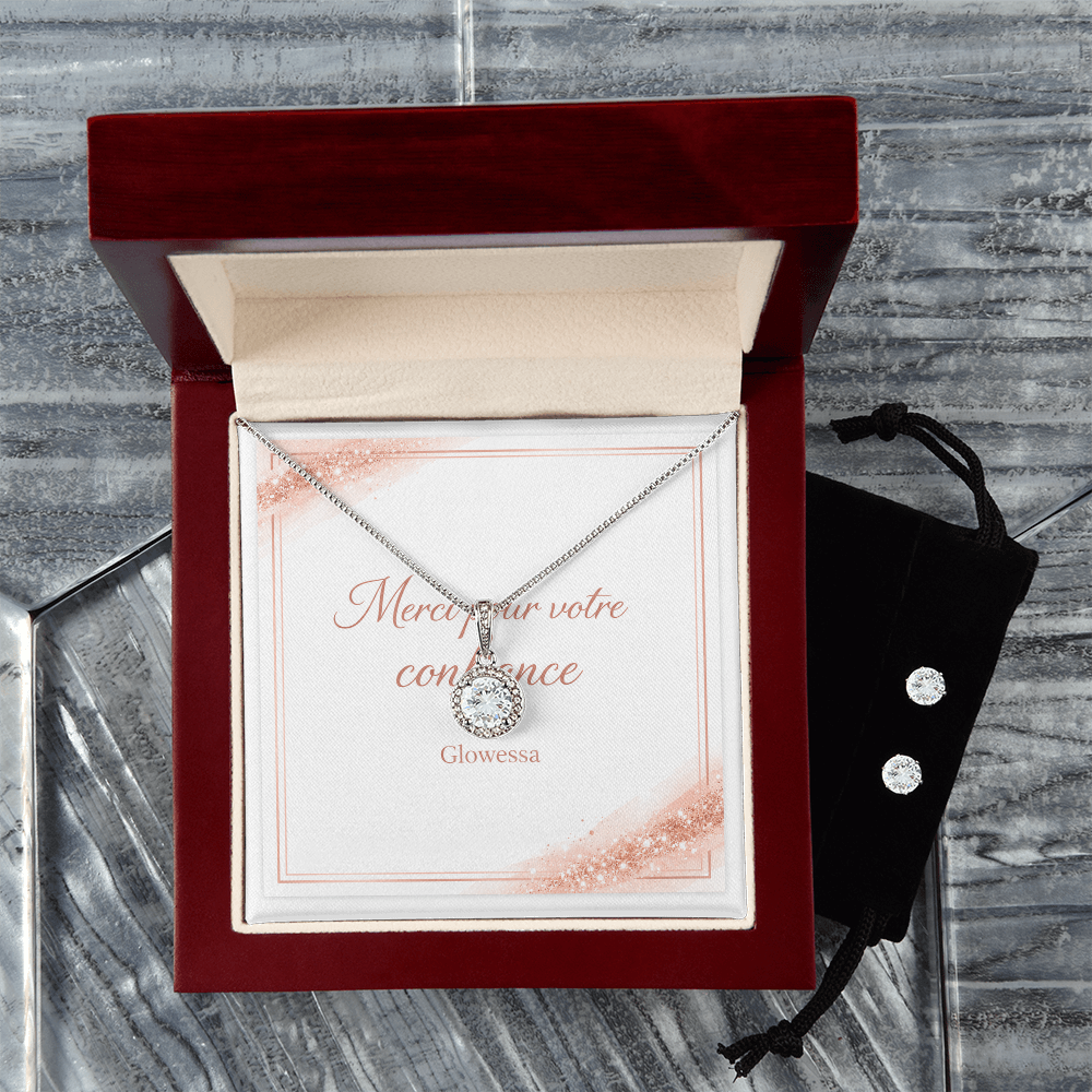 Parure Collier & Boucles d'Oreilles « Eternal Hope » – Zircone & Or Blanc 14k