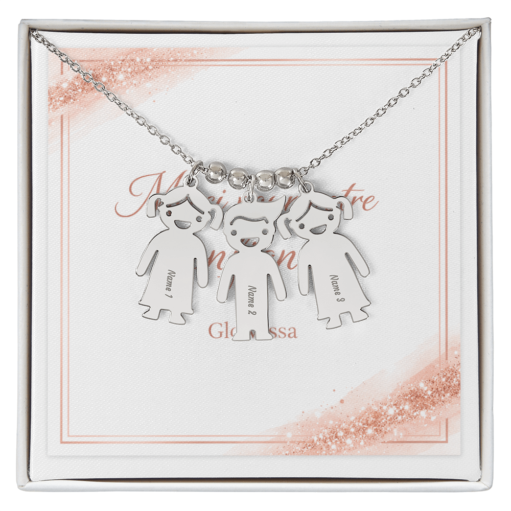 Collier Breloques Enfants Personnalisé – Jusqu'à 3 Prénoms Gravés