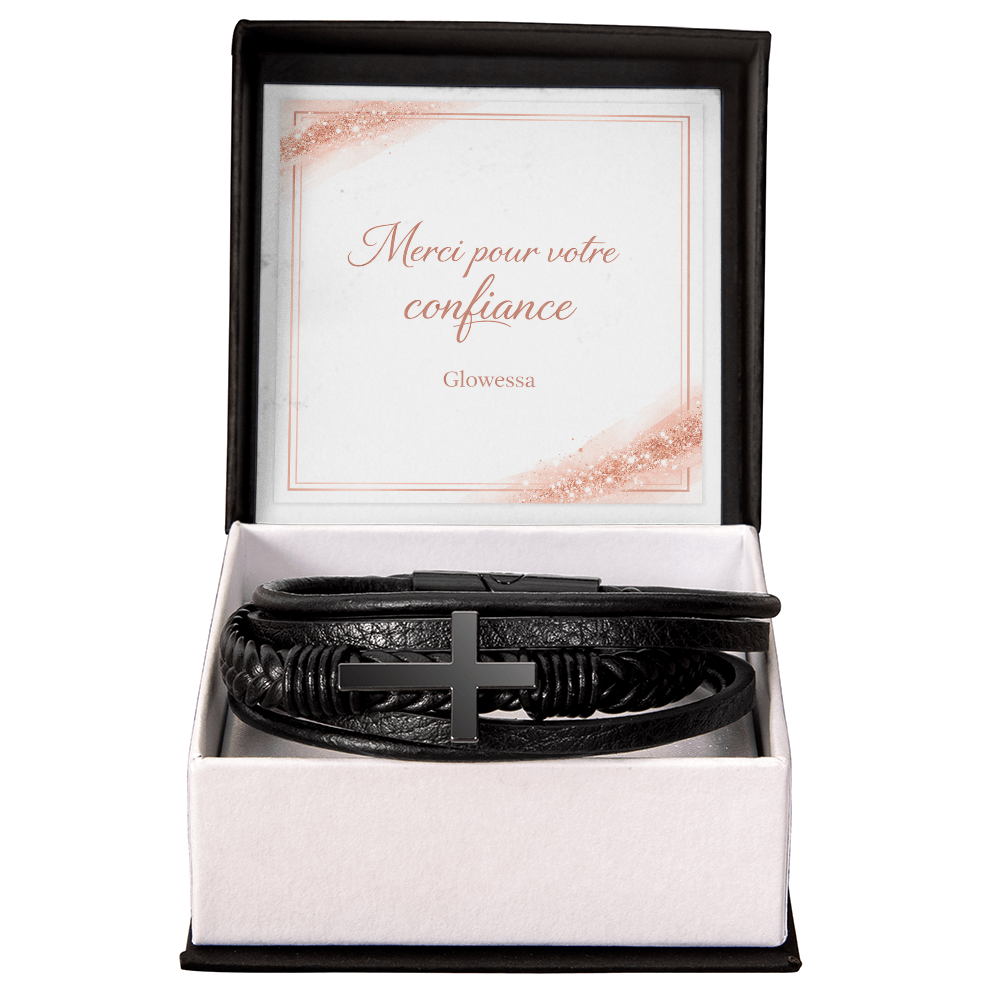 Bracelet Croix Homme en Cuir Végétalien