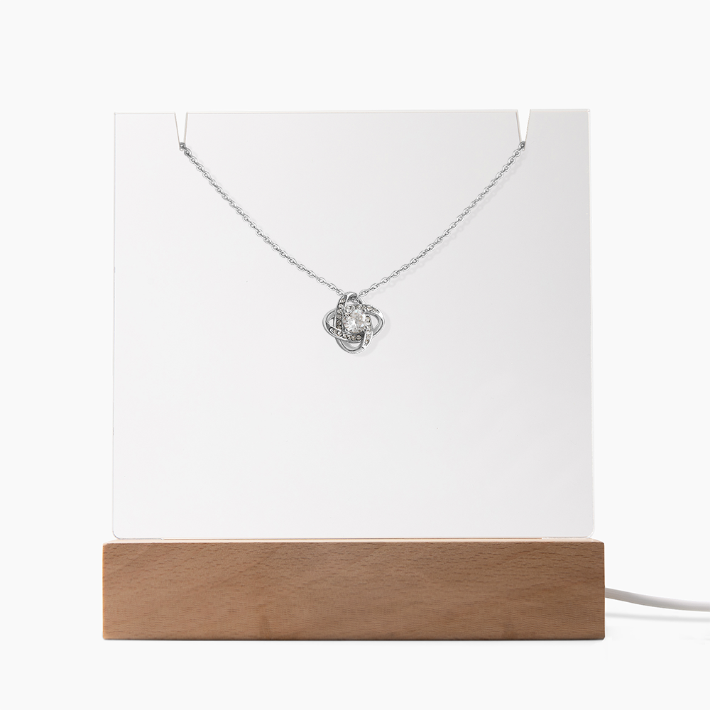 Coffret Porte-Collier Acrylique LED + Collier Love Knot Zircone – Cadeau Luxueux