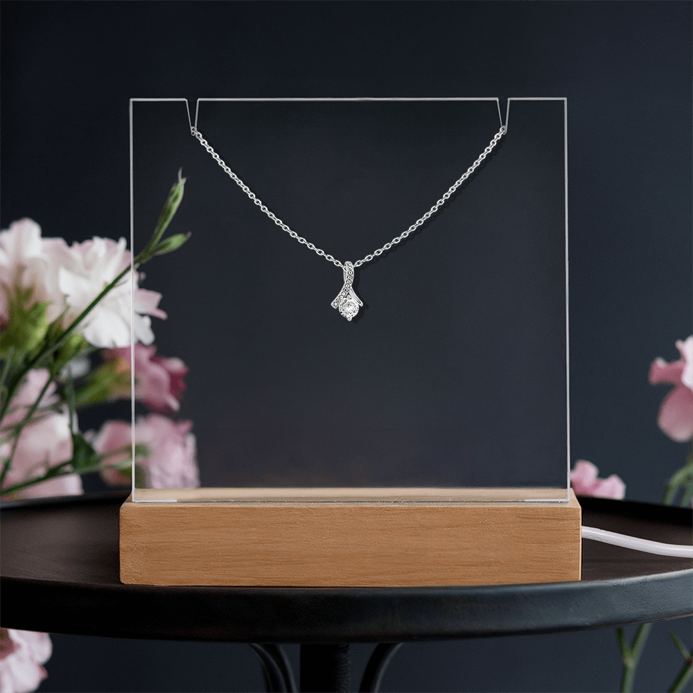 Coffret Porte-Collier Acrylique LED + Collier « Alluring Beauty » Zircone