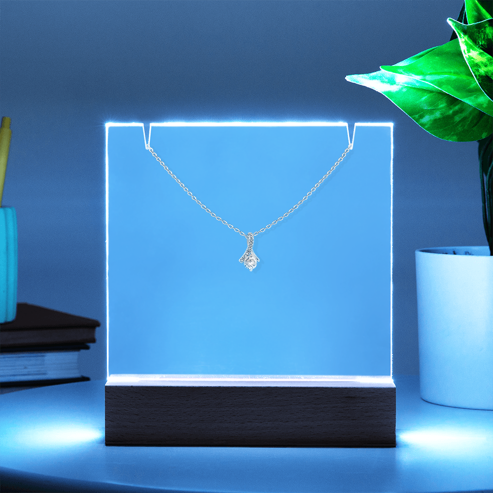 Coffret Porte-Collier Acrylique LED + Collier « Alluring Beauty » Zircone