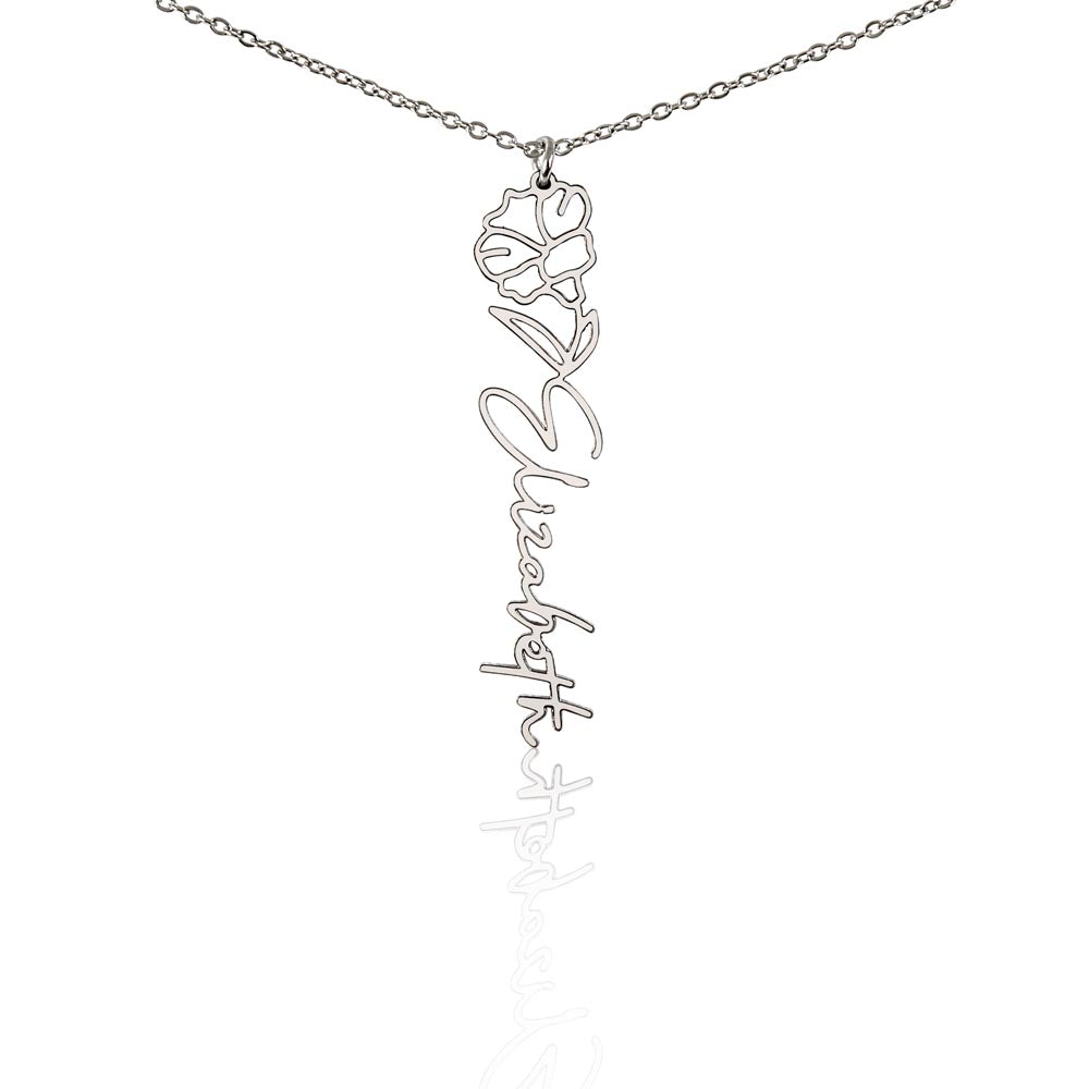 Collier Floral Personnalisé avec Prénom – Fleur de Naissance au Choix