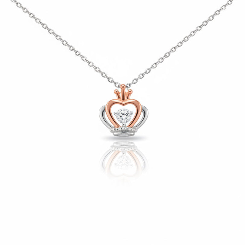 Pendentif Couronne Royale Argent 925 et or rose 14k