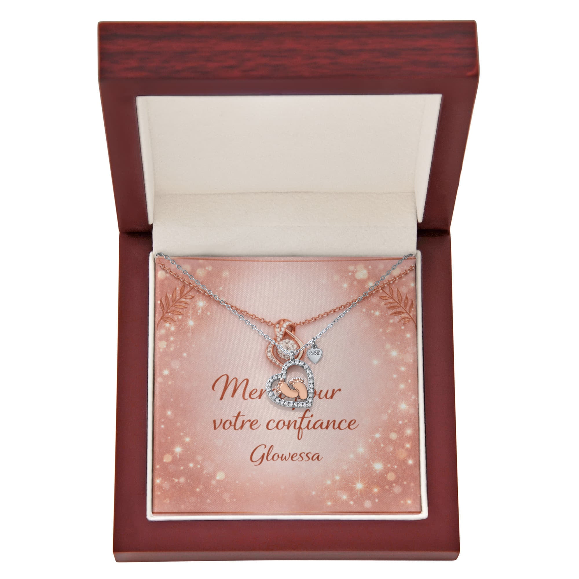 Collier Cœur Petits Pieds de Bébé