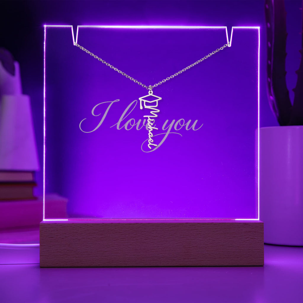 Coffret LED Acrylique & Collier Prénom Personnalisé