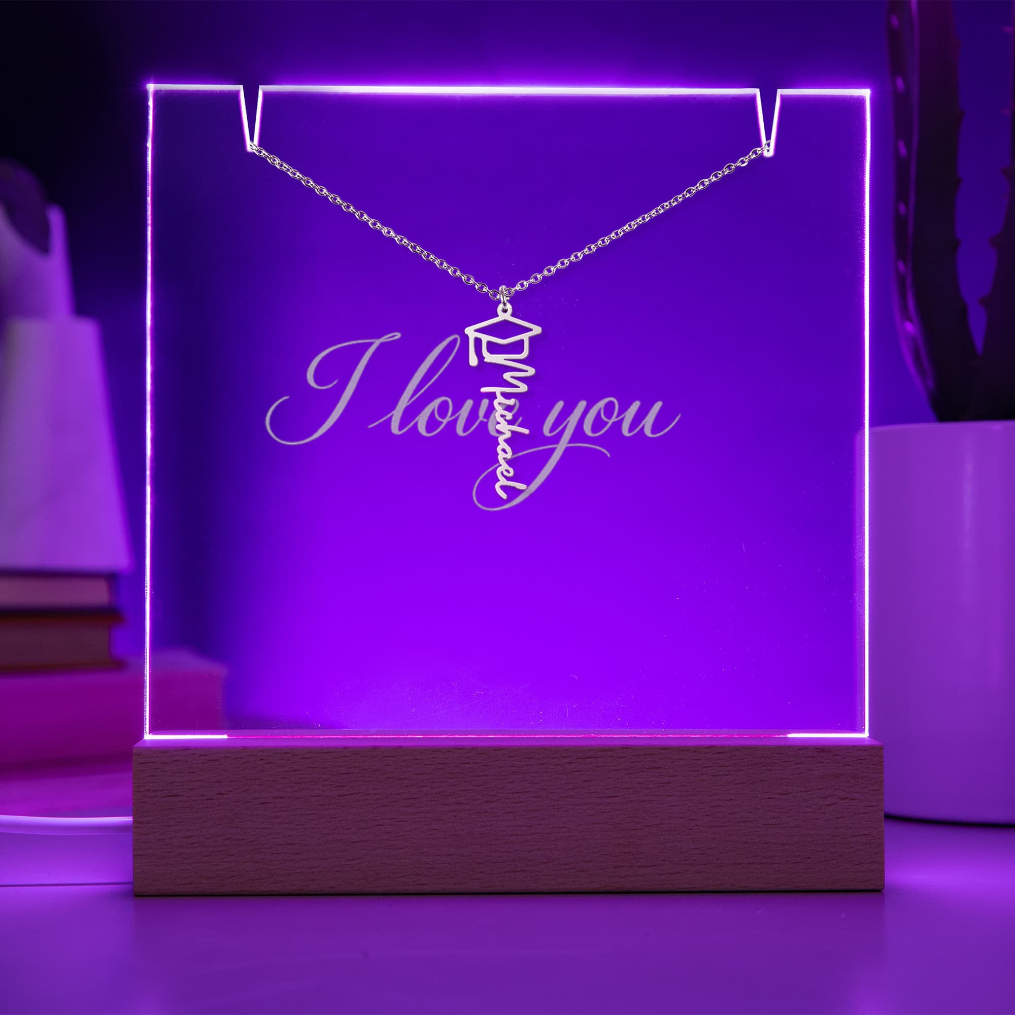 Coffret LED Acrylique & Collier Prénom Personnalisé