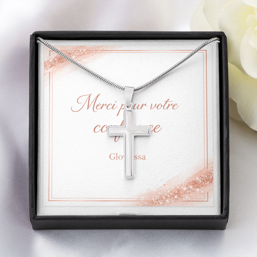 Collier Croix Artisanal Chaîne Serpent Ajustable