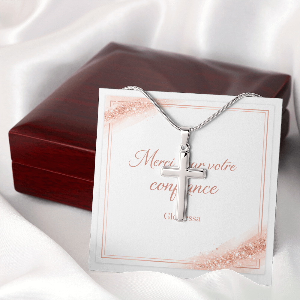 Collier Croix Artisanal Chaîne Serpent Ajustable