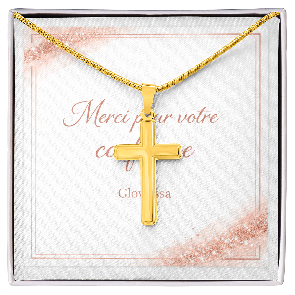 Collier Croix Artisanal Chaîne Serpent Ajustable
