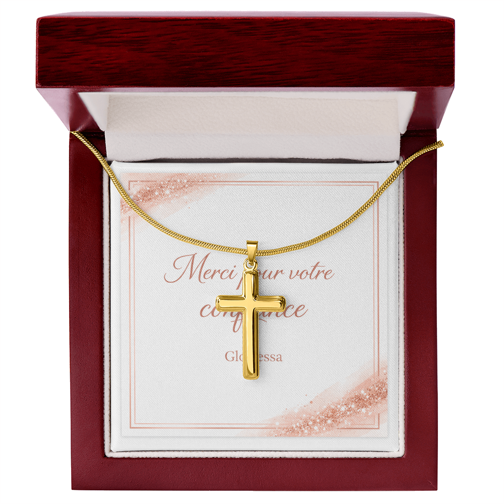Collier Croix Artisanal Chaîne Serpent Ajustable