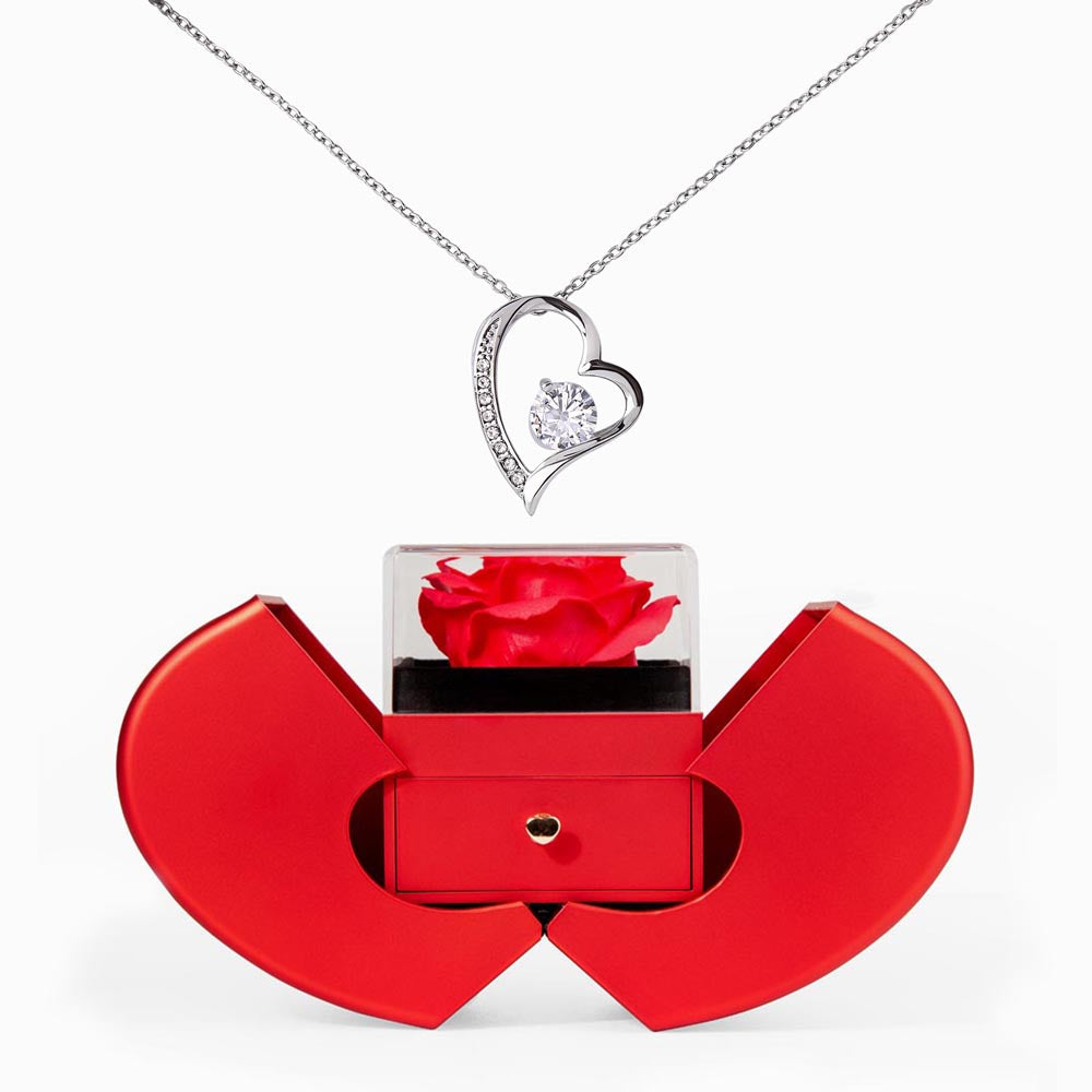 Coffret Forever Love – Écrin Cœur & Collier Pendentif Zircon