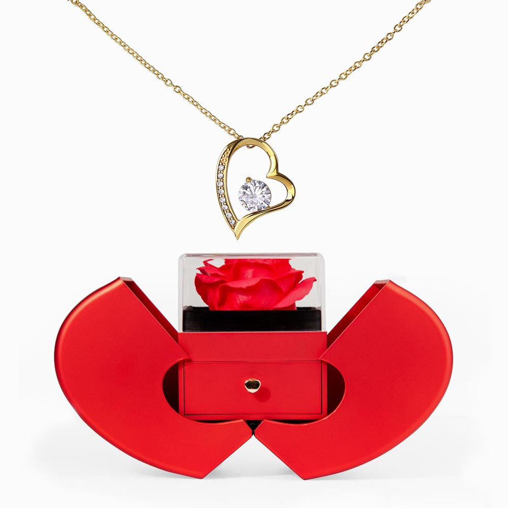 Coffret Forever Love – Rose Éternelle & Collier Scintillant