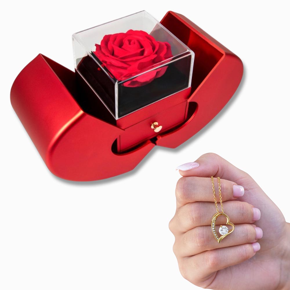 Coffret Forever Love – Rose Éternelle & Collier Scintillant