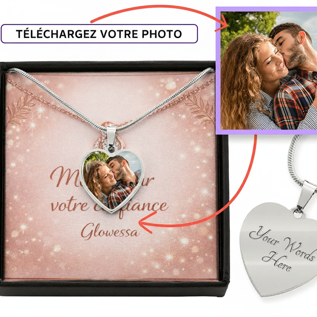Collier Cœur Personnalisé avec Gravure au Dos – Or 18k ou Acier