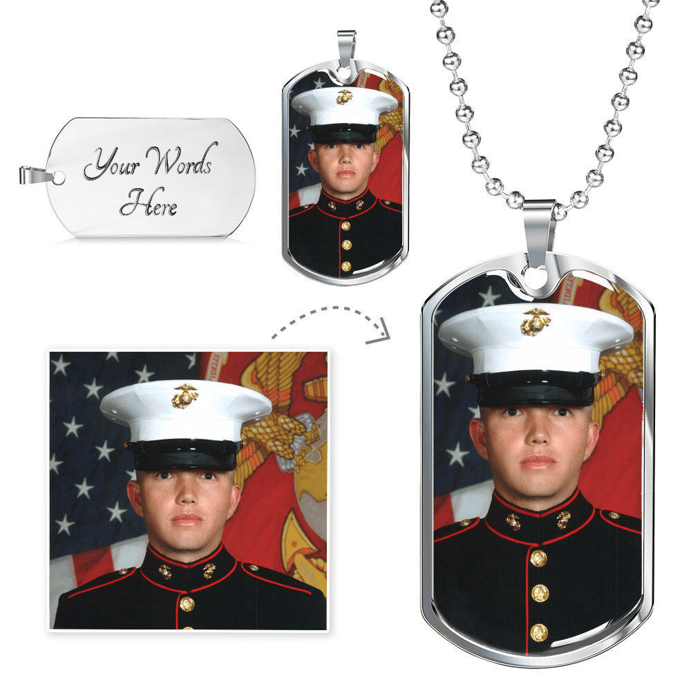Pendentif Militaire Étiquette de Chien Personnalisée – Gravure au Choix plaqué or