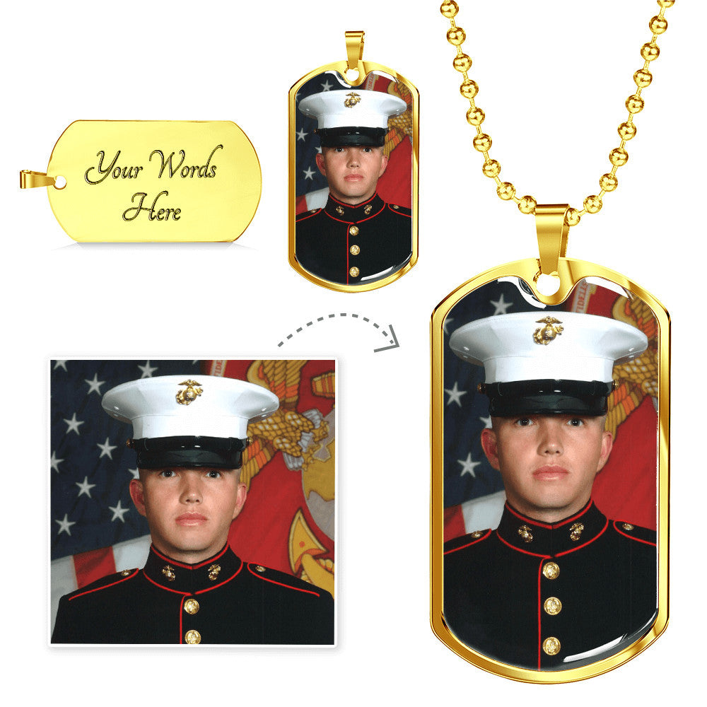 Pendentif Militaire Étiquette de Chien Personnalisée – Gravure au Choix plaqué or